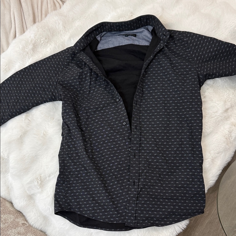 Salvatore Ferragamo Dark Gray Patterned long sleeve button down